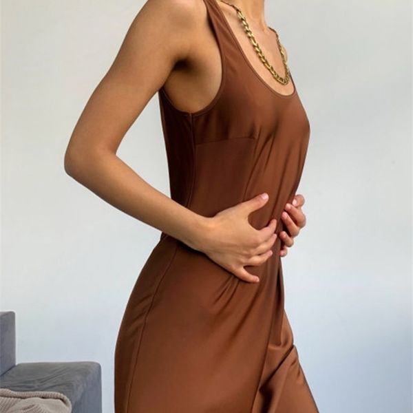 casual dresses sleeveless satin solid color strap deep round-neck long nightclub party for 2021 summer women nzfg, Black;gray
casual dresses sleeveless satin solid color strap deep round-neck long nightclub party for 2021 summer women nzfg, Black;gray