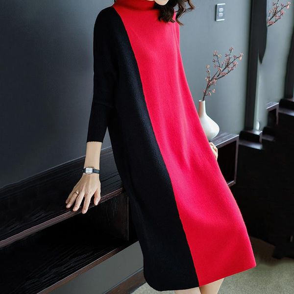 casual dresses women fashion patchwork loose long knitted dress oversized sweater plus size turtleneck lady elegant party, Black;gray
casual dresses women fashion patchwork loose long knitted dress oversized sweater plus size turtleneck lady elegant party, Black;gray