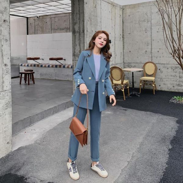 women's two piece pants 2021 fashion women blazer suits long sleeve double- breasted suit office ladies two-piece sets, White
women's two piece pants 2021 fashion women blazer suits long sleeve double- breasted suit office ladies two-piece sets, White