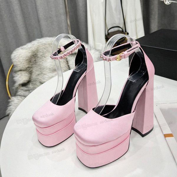 luxury aevitas sandals waterproof platform high heel personalized satin catwalk design thick heel and double ankle strap decorated with rhin, Black
luxury aevitas sandals waterproof platform high heel personalized satin catwalk design thick heel and double ankle strap decorated with rhin, Black