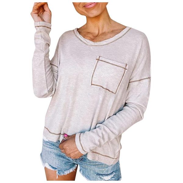 women's blouses & shirts womens and fashion casual solid color round neck long sleeve loose blouse blusas mujer de moda 2021, White
women's blouses & shirts womens and fashion casual solid color round neck long sleeve loose blouse blusas mujer de moda 2021, White