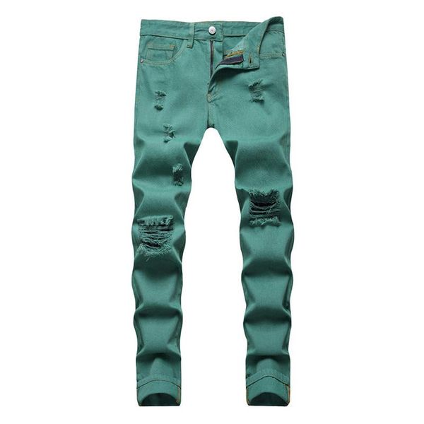 men's jeans hip hop ripped green men pleated holes slim denim trousers streetwear casual pants solid color, Blue
men's jeans hip hop ripped green men pleated holes slim denim trousers streetwear casual pants solid color, Blue