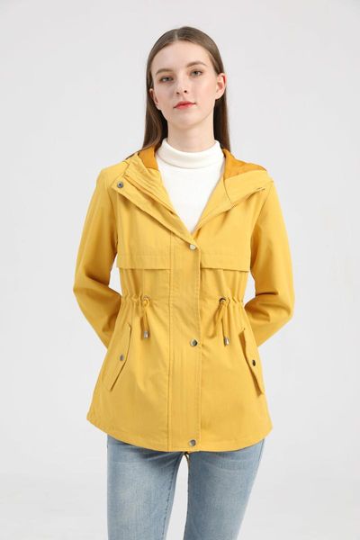 women's jackets 2021 girl windbreaker jacket mid-length hooded women waist outdoor raincoat, Black;brown 
women's jackets 2021 girl windbreaker jacket mid-length hooded women waist outdoor raincoat, Black;brown