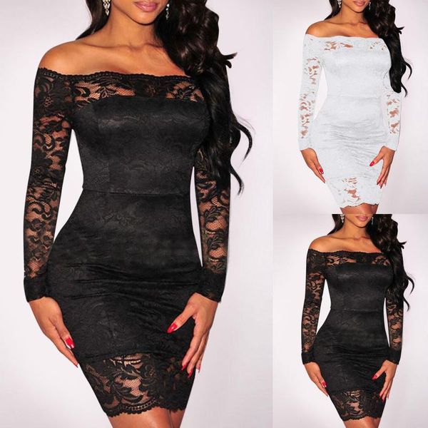 casual dresses women off shoulder lace dress black slash neck long sleeve bodycon bandage slim lady night club pencil party, Black;gray
casual dresses women off shoulder lace dress black slash neck long sleeve bodycon bandage slim lady night club pencil party, Black;gray