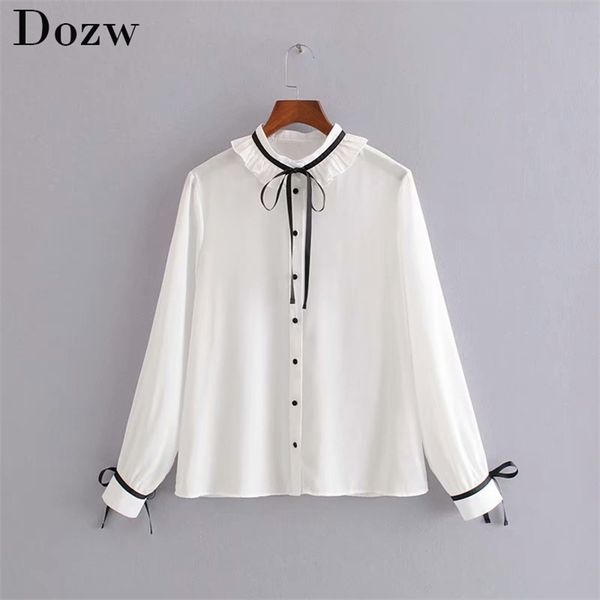 bow tie sweet white blouse women ruffled long sleeve fashion ladies shirts solid lace up casual autumn blusa feminina 210515
bow tie sweet white blouse women ruffled long sleeve fashion ladies shirts solid lace up casual autumn blusa feminina 210515