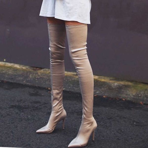 knee length pointed thin plush high heel elastic socks boots, long leg lycra women's boots in autumn and winter, Black
knee length pointed thin plush high heel elastic socks boots, long leg lycra women's boots in autumn and winter, Black