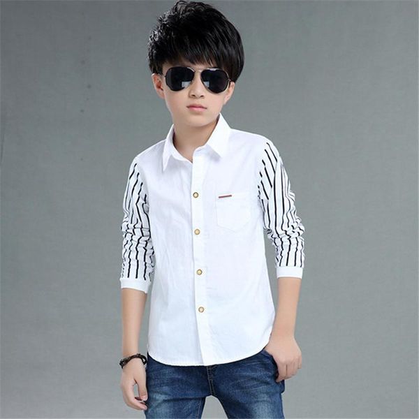 children boys shirts spring/autumn fashion kids long sleeve splicing striped for teen 120-160 cm clj490, White;black
children boys shirts spring/autumn fashion kids long sleeve splicing striped for teen 120-160 cm clj490, White;black