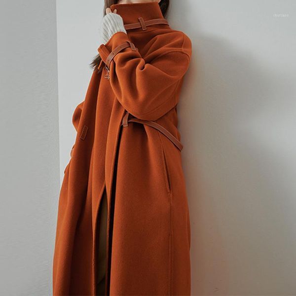 women's wool & blends open front standing collar lace-up coat with pockets womens casual simple mid-length solid color loose fitting ou, Black
women's wool & blends open front standing collar lace-up coat with pockets womens casual simple mid-length solid color loose fitting ou, Black