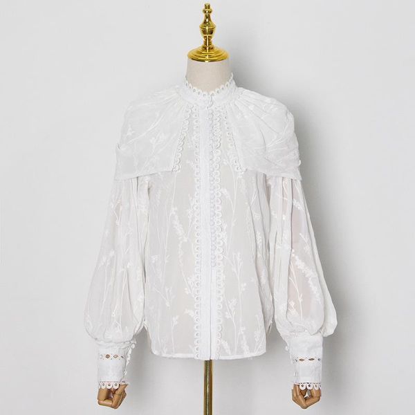 2021 spring embroidery blouse elegant stand collar lantern sleeve single breasted brand design white loose shirt women's blouse
2021 spring embroidery blouse elegant stand collar lantern sleeve single breasted brand design white loose shirt women's blouse