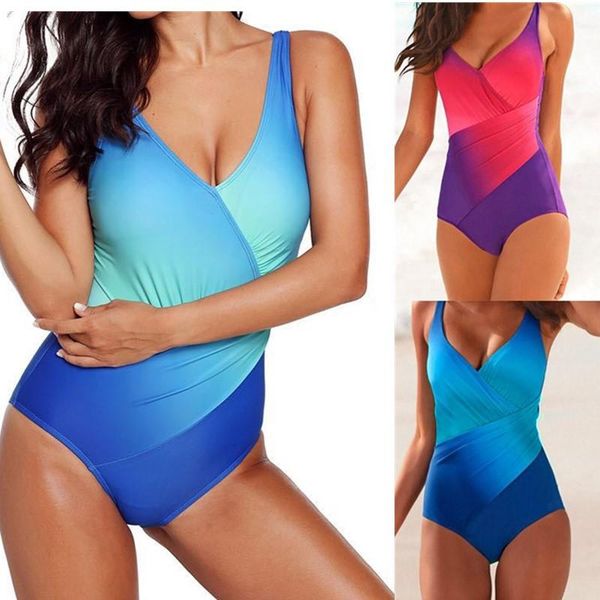 women gradient color beach swimwear push-up padded swimsuit one pieces bathing suit v neck surfing swimming suits plus size one-piece
women gradient color beach swimwear push-up padded swimsuit one pieces bathing suit v neck surfing swimming suits plus size one-piece