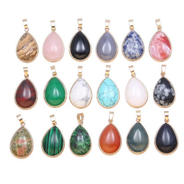 charms natural stone pendants rose quartzs 18 colors water drop shape fashion necklace pendant for jewelry making diy gift accessories, Bronze;silver
charms natural stone pendants rose quartzs 18 colors water drop shape fashion necklace pendant for jewelry making diy gift accessories, Bronze;silver