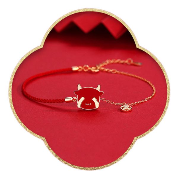 cute year of the ox bracelet women's silver plated knitting red rope hand ornament gift for girlfriend on valentine's day, Black
cute year of the ox bracelet women's silver plated knitting red rope hand ornament gift for girlfriend on valentine's day, Black
