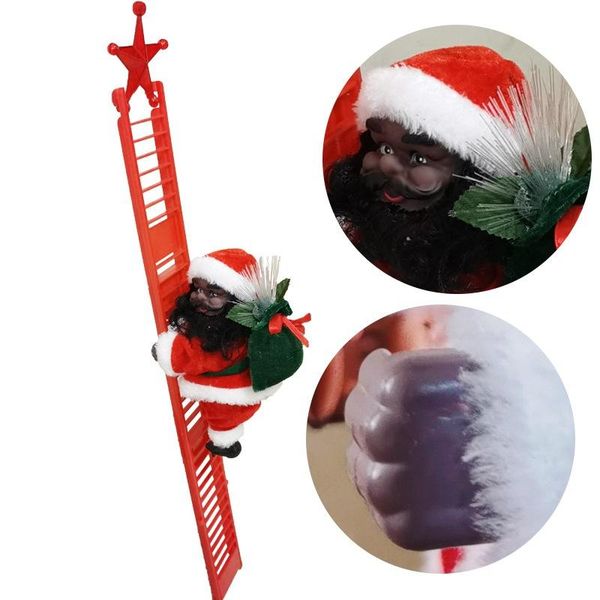doorbells red ladder christmas decoration electric santa claus climbing beads double doll one merry