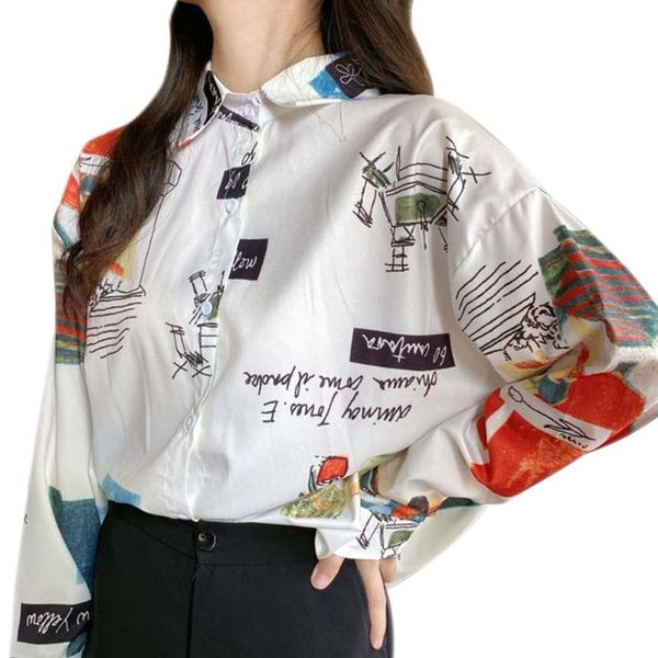 blouse women long sleeve letters print scrawling single-breasted loose shirt blusas mujer de moda 2021 women's blouses & shirts, White
blouse women long sleeve letters print scrawling single-breasted loose shirt blusas mujer de moda 2021 women's blouses & shirts, White