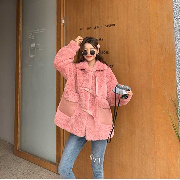 women's fur & faux winter 2021 coat korean imitation warm loose thick outwear ladies lamb velvet overcoat female pocket q305, Black
women's fur & faux winter 2021 coat korean imitation warm loose thick outwear ladies lamb velvet overcoat female pocket q305, Black