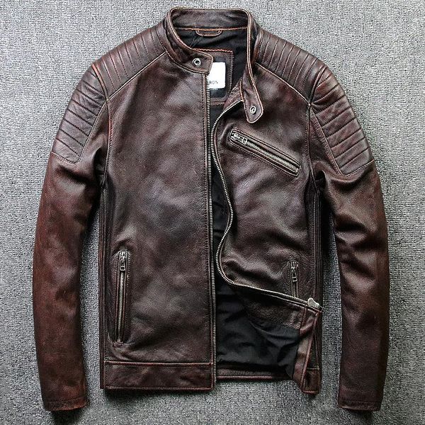 men's leather & faux cowhide jacket short motorcycle distressed slim youth coat for malecoat, Black
men's leather & faux cowhide jacket short motorcycle distressed slim youth coat for malecoat, Black