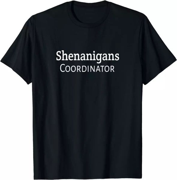 shenanigans coordinator t-shirt, White;black