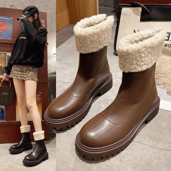 boots women short round shape waterproof and nonslip keep warm plus velvet thicken increase solid color thick, Black
boots women short round shape waterproof and nonslip keep warm plus velvet thicken increase solid color thick, Black