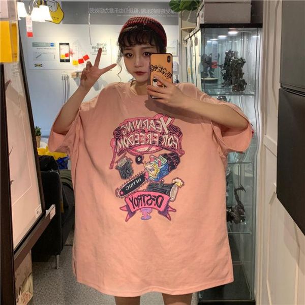 women's t-shirt summer pink kawaii cute oversized female loose plus size anime harajuku style alternative clothing y2k aesthetic, White
women's t-shirt summer pink kawaii cute oversized female loose plus size anime harajuku style alternative clothing y2k aesthetic, White