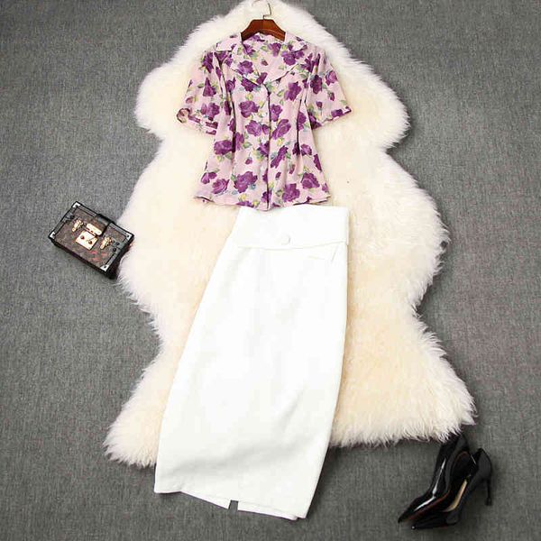 dress european and american women's clothing summer style short sleeve rose print shirt slit skirt fashion suits pffe, White
dress european and american women's clothing summer style short sleeve rose print shirt slit skirt fashion suits pffe, White