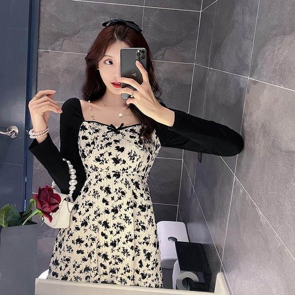 casual dresses 2021 short skirt autumn long sleeve print mosaic contrast pleated dress, Black;gray
casual dresses 2021 short skirt autumn long sleeve print mosaic contrast pleated dress, Black;gray