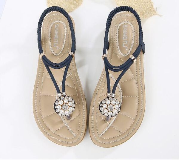 women's shoes classic elastic band ladies flat sandals women pearl rhinestone leather woman sewing rome open toe female summer, Black
women's shoes classic elastic band ladies flat sandals women pearl rhinestone leather woman sewing rome open toe female summer, Black