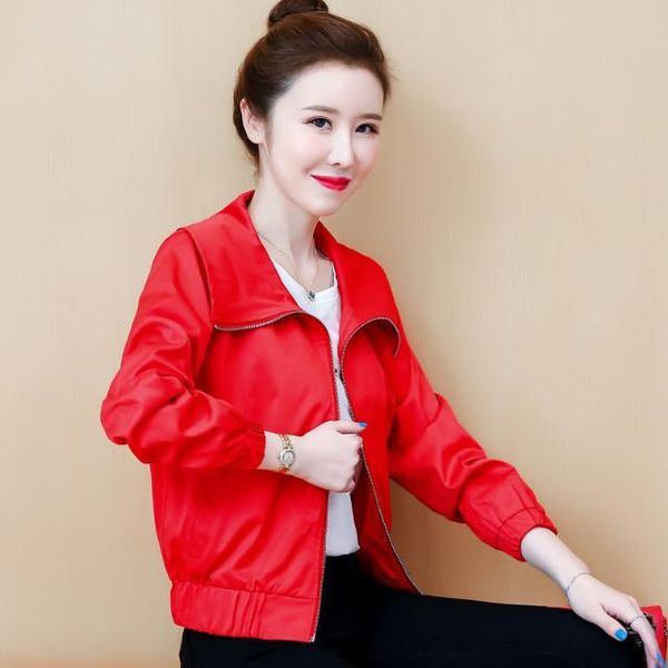 women's jackets 2021 spring autumn short jacket female pure color casual fashion turn-down collar loose outwear x659, Black;brown
women's jackets 2021 spring autumn short jacket female pure color casual fashion turn-down collar loose outwear x659, Black;brown