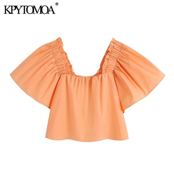 women sweet fashion with elastic shoulder poplin blouses vintage slash neck puff sleeve female shirts chic 210421, White
women sweet fashion with elastic shoulder poplin blouses vintage slash neck puff sleeve female shirts chic 210421, White