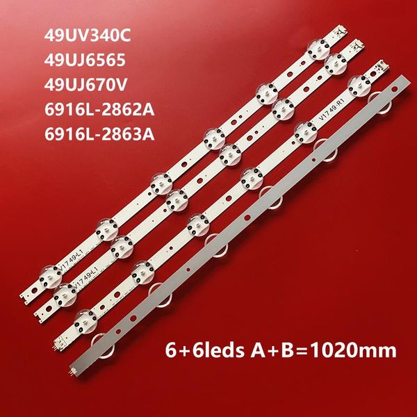 strips novo kit 4 pcs tira conduzida para l g 49uv340c 49uj6565 49uj670v v17 49 r1 l1 art3 2862 2863 6916l-2862a 6916l-2863a
strips novo kit 4 pcs tira conduzida para l g 49uv340c 49uj6565 49uj670v v17 49 r1 l1 art3 2862 2863 6916l-2862a 6916l-2863a