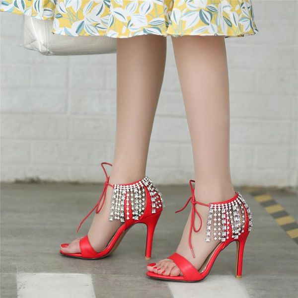 fashion summer cover heel crystal rhinestone fringe high heels party shoes lace up women sandals plus size, Black
fashion summer cover heel crystal rhinestone fringe high heels party shoes lace up women sandals plus size, Black