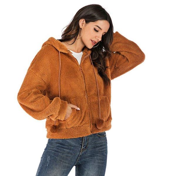 women's jackets womens winter plush long sleeve hooded jacket zipper front solid color faux fleece warm coat loose drawstring sweatshir, Black;brown
women's jackets womens winter plush long sleeve hooded jacket zipper front solid color faux fleece warm coat loose drawstring sweatshir, Black;brown
