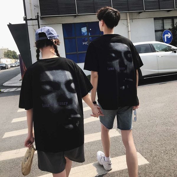 t-shirt summer couple fashion brand short sleeve t-shirt men's and women's trend half sleeve shirt loose student top, White;black
t-shirt summer couple fashion brand short sleeve t-shirt men's and women's trend half sleeve shirt loose student top, White;black