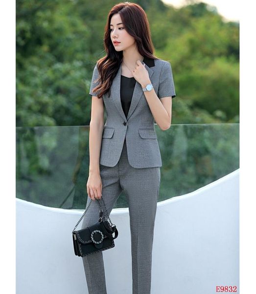 women's suits & blazers 2021 formal grey blazer women business with pant and jacket set office ladies work wear clothes, White;black
women's suits & blazers 2021 formal grey blazer women business with pant and jacket set office ladies work wear clothes, White;black