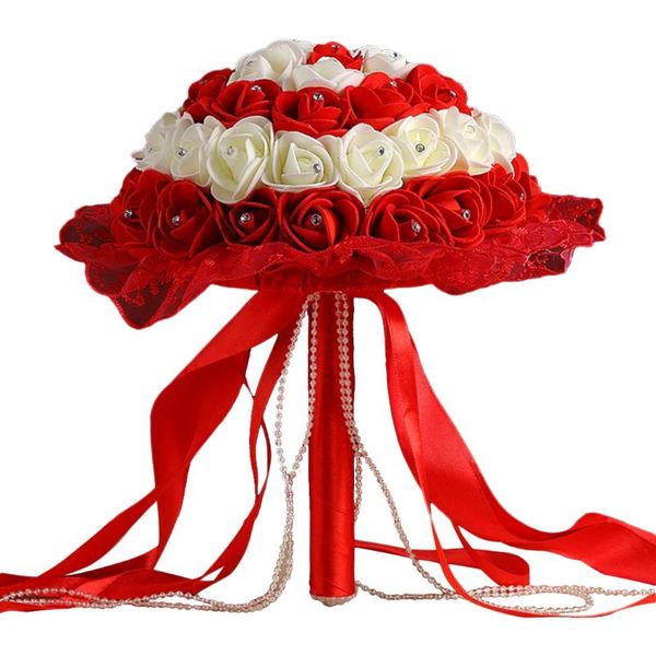 simulation bouquet bridal wedding ribbon beaded flower foam artificial white rose multicolor decoration decorative flowers & wreaths
simulation bouquet bridal wedding ribbon beaded flower foam artificial white rose multicolor decoration decorative flowers & wreaths
