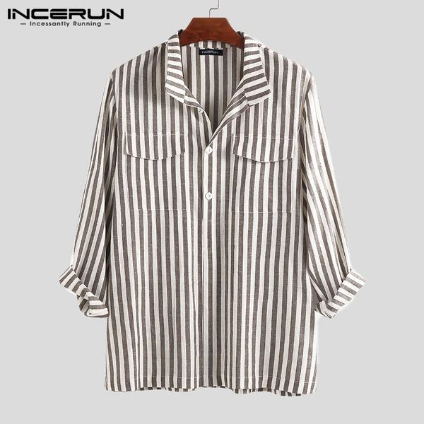 men's casual shirts incerun 2021 fashion striped shirt men long sleeve pockets lapel neck england style autumn plus size streetwear, White;black
men's casual shirts incerun 2021 fashion striped shirt men long sleeve pockets lapel neck england style autumn plus size streetwear, White;black