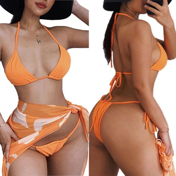 women's swimwear women three-piece set, solid color bikini , shorts and printed pattern tie-up skirt, orange/ black, White;black
women's swimwear women three-piece set, solid color bikini , shorts and printed pattern tie-up skirt, orange/ black, White;black