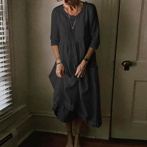 solid color loose casual women dress half sleeve summer o neck pocket robe femme sundress, Black;gray
solid color loose casual women dress half sleeve summer o neck pocket robe femme sundress, Black;gray