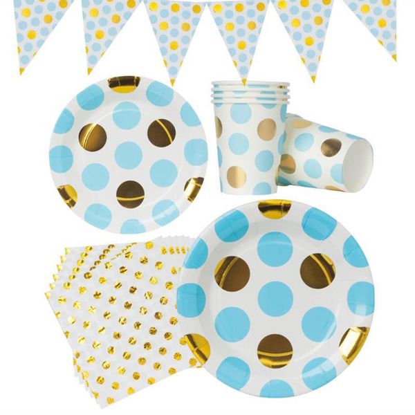 disposable dinnerware 10pcs/pack baby shower paper cup plate napkins for kids birthday blue foil gold dot banner party decoration supplies
disposable dinnerware 10pcs/pack baby shower paper cup plate napkins for kids birthday blue foil gold dot banner party decoration supplies
