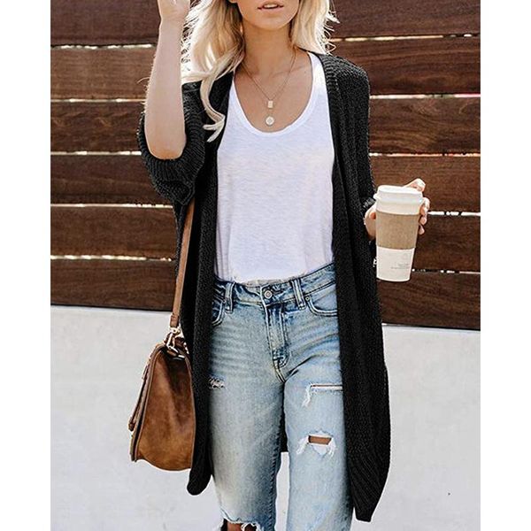 women's knits & tees fashion cardigans knitted spring coat vintage slim loose long cardigan female solid color knitwear, White
women's knits & tees fashion cardigans knitted spring coat vintage slim loose long cardigan female solid color knitwear, White