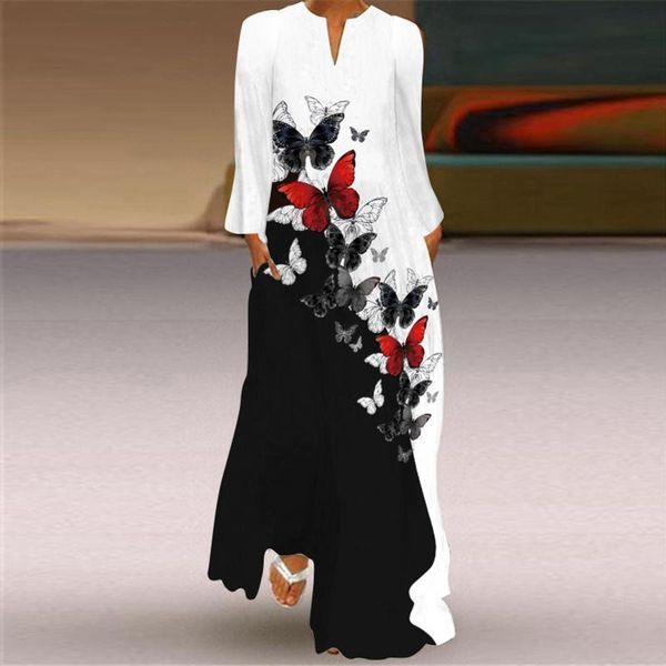 casual dresses elegant autumn long dress women's butterfly print long-sleeved low-cut big swing maxi robe, Black;gray
casual dresses elegant autumn long dress women's butterfly print long-sleeved low-cut big swing maxi robe, Black;gray