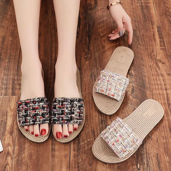 summer indoor flip flop women casual straw shoes beach sandals linen slippers flax plaid fabric flat non slip, Black
summer indoor flip flop women casual straw shoes beach sandals linen slippers flax plaid fabric flat non slip, Black
