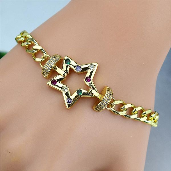 link, chain retro gold-plated color-preserving bracelet fashion star micro-inlaid zircon jewelry, Black
link, chain retro gold-plated color-preserving bracelet fashion star micro-inlaid zircon jewelry, Black