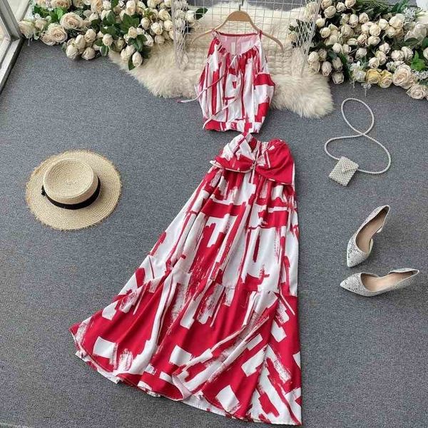 goddess holiday style suit female design sense irregular color matching camisole high waist skirt 210525, White
goddess holiday style suit female design sense irregular color matching camisole high waist skirt 210525, White