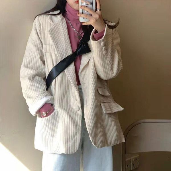 women's suits & blazers lucyever 2021 spring autumn jackets women casual solid corduroy loose suit coat female korean long-sleeve pocke, White;black
women's suits & blazers lucyever 2021 spring autumn jackets women casual solid corduroy loose suit coat female korean long-sleeve pocke, White;black