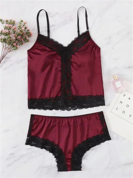 bras sets lady's satin lingerie lace underwear set string sleepwear for women, Red;black
bras sets lady's satin lingerie lace underwear set string sleepwear for women, Red;black