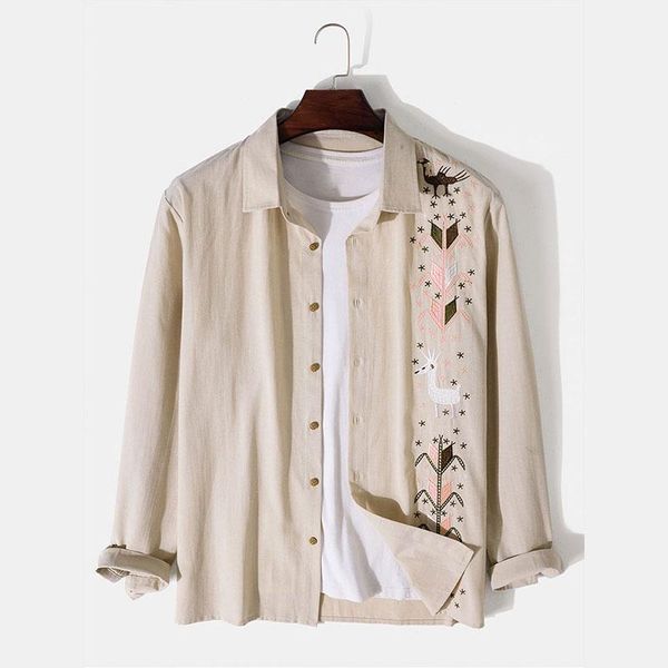 men's casual shirts lapel embroidered long sleeve shirt autumn fashion loose button khaki 2021 arrival, White;black
men's casual shirts lapel embroidered long sleeve shirt autumn fashion loose button khaki 2021 arrival, White;black