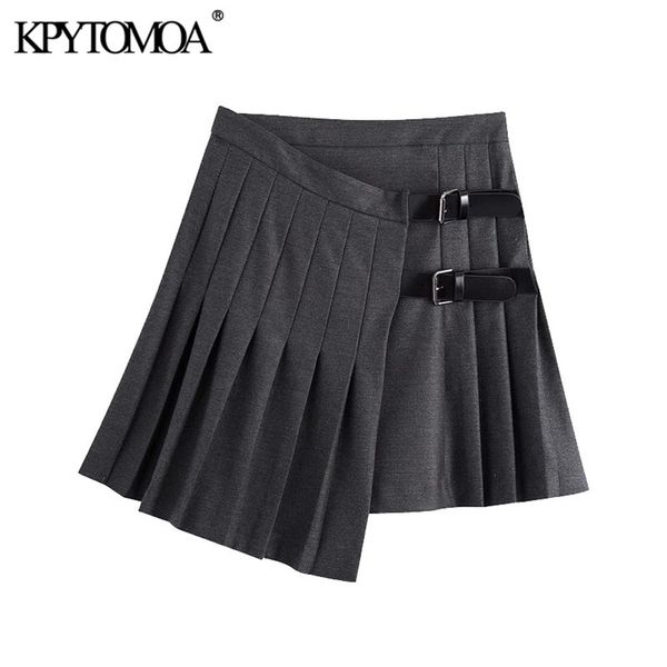 women chic fashion with buckles pleated mini skirt vintage high waist irregular female skirts mujer 210421, Black
women chic fashion with buckles pleated mini skirt vintage high waist irregular female skirts mujer 210421, Black