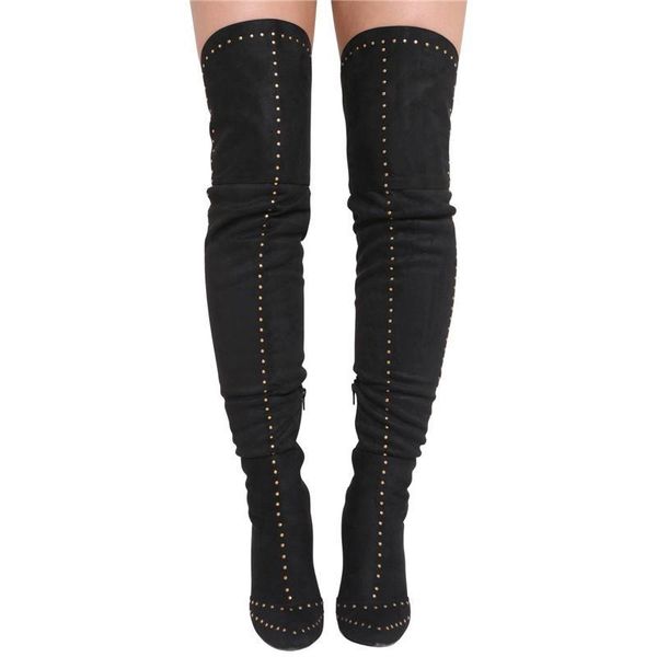 boots emma king stretch suede women thigh high stilettos over the knee pointy toe rivet studs long with zipper 4tg5, Black
boots emma king stretch suede women thigh high stilettos over the knee pointy toe rivet studs long with zipper 4tg5, Black