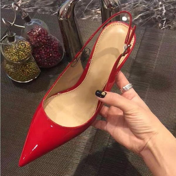 dress shoes red patent leather slingback pumps pointed toe cut-out shallow stiletto heels party wedding bride size45, Black
dress shoes red patent leather slingback pumps pointed toe cut-out shallow stiletto heels party wedding bride size45, Black