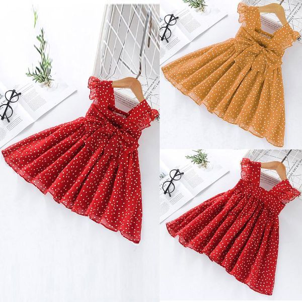 girl's dresses polka dot girls casual dress summer lace chiffon bowknot western style ruffle children sleeveless princess vestidos, Red;yellow
girl's dresses polka dot girls casual dress summer lace chiffon bowknot western style ruffle children sleeveless princess vestidos, Red;yellow